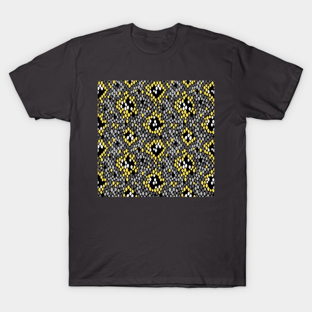 Snakeskin Pattern (Yellow and Gray) T-Shirt by illucalliart